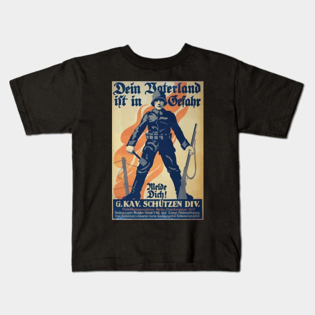 WWI Propaganda Poster 0343 Dein Vaterland ist in Gefahr melde  WW1 Kids T-Shirt by wetdryvac